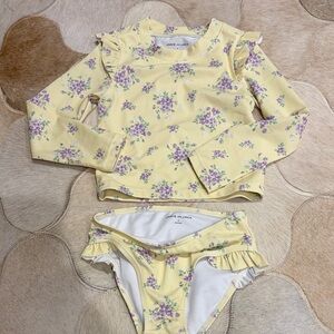 Janie and Jack Yellow and Purple Floral Rashguard Set
